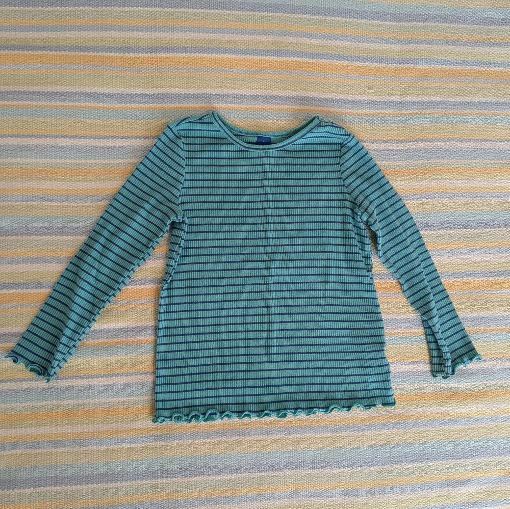 🛍️ BUNDLE ONLY • Old Navy Green & Blue Striped Long Sleeve Tee 5T